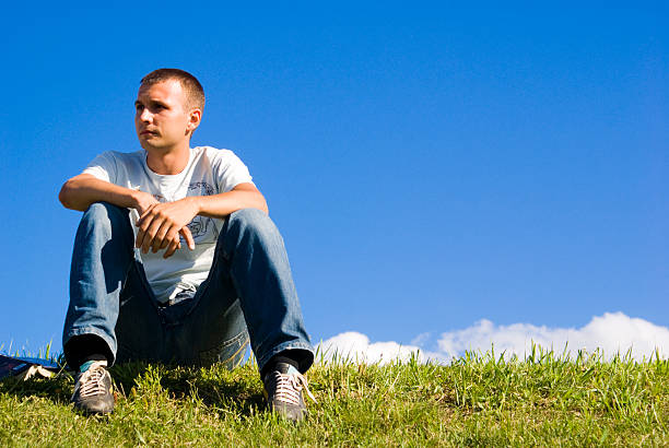 istock The man in a green meadow 144281115