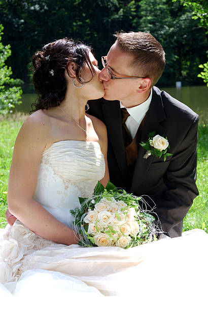 wedding kiss stock photo