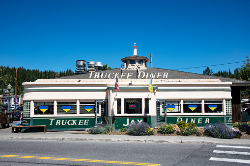 The classic Jax - Truckee Diner. Originally the Birmingham Grille, a 1948 Kullman diner outside of Philadelphia, it was relocated and opened in Truckee in 1995.\nTruckee, California, USA\n06/26/2022