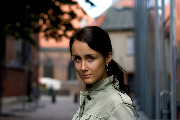 Young woman with beautiful eyes. stock photo