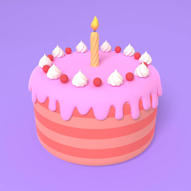 istock 3d holiday cake. Happy birthday, party concept. 3d rendering 1442821216