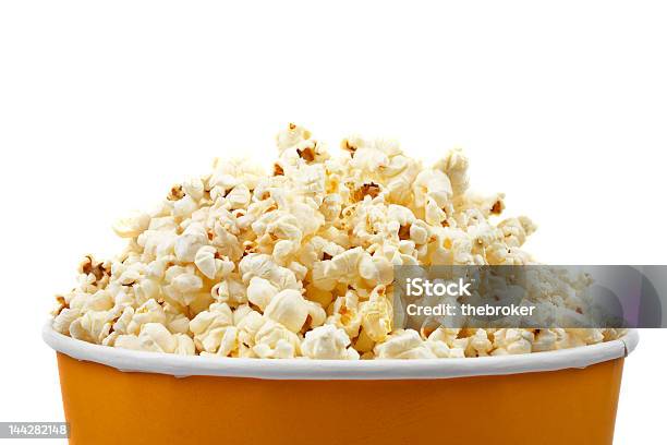 Popcorn In A Bucket At A Movie Theater Stock Photo - Download Image Now - Arts Culture and Entertainment, Bucket, Carton