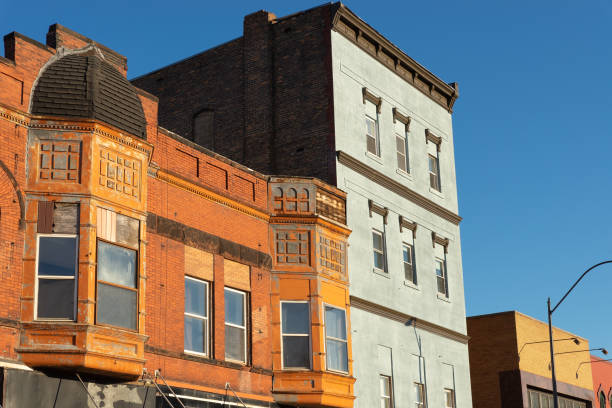 istock Old brick building in Midwest city. 1442822394