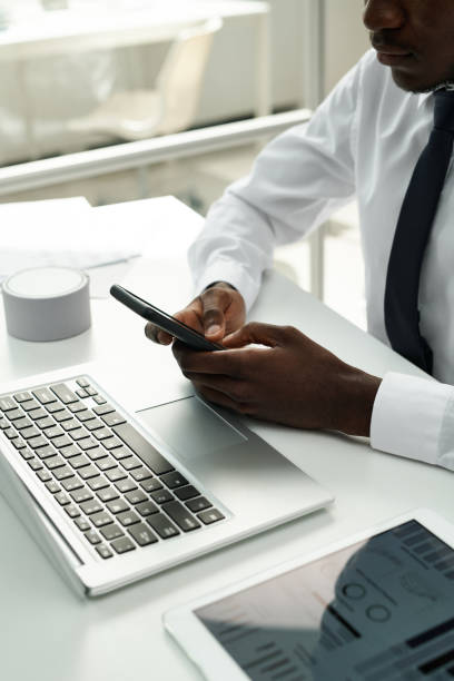 istock Man having online communication on smartphone 1442822564