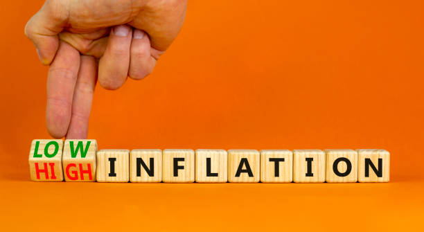 istock High or low inflation symbol. Businessman turns cubes and changes concept words High inflation to Low inflation. Beautiful orange background. Business and high or low inflation concept. Copy space. 1442823848