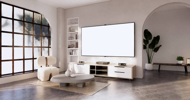 istock Wooden cabinet in Muji empty room, Japandi minimal designs. 3D rendering 1442825523