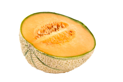 Half of melon isolated on the white background