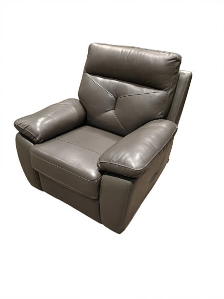 istock Leather dark upholstered armchair in luxury style on isolated white background, studio shot, side view 1442827879