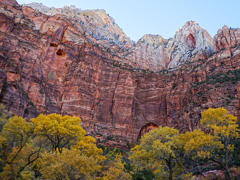 A mountain ridge in Zion National Park, Utah during the Fall.