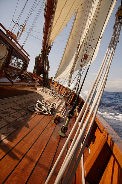 Classic sailing yacht Classic sailing yacht gaff rigged stock pictures, royalty-free photos & images