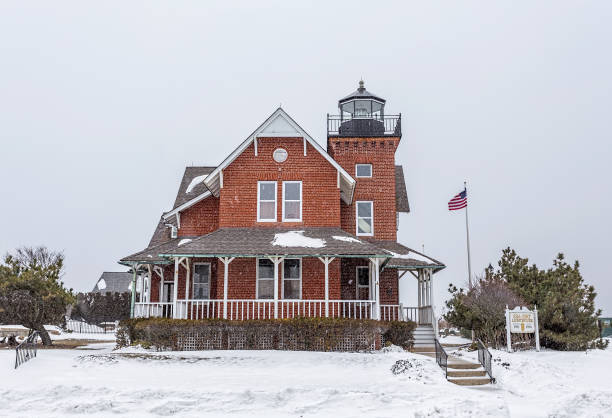 Winter sunset on lake Erie, Presque Isle Lighthouse