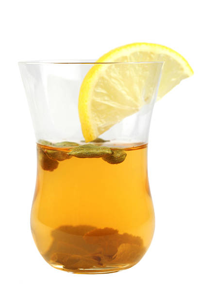 one glass of green tea stock photo