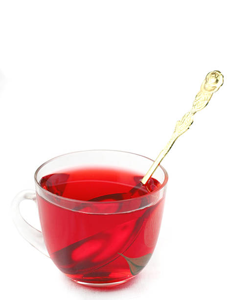 red tea in glass cup stock photo