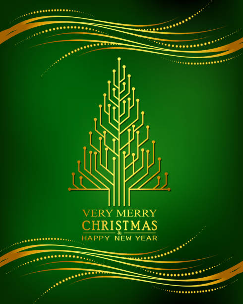 abstrakter weihnachtsbaum - christmas gold green backgrounds stock-grafiken, -clipart, -cartoons und -symbole
