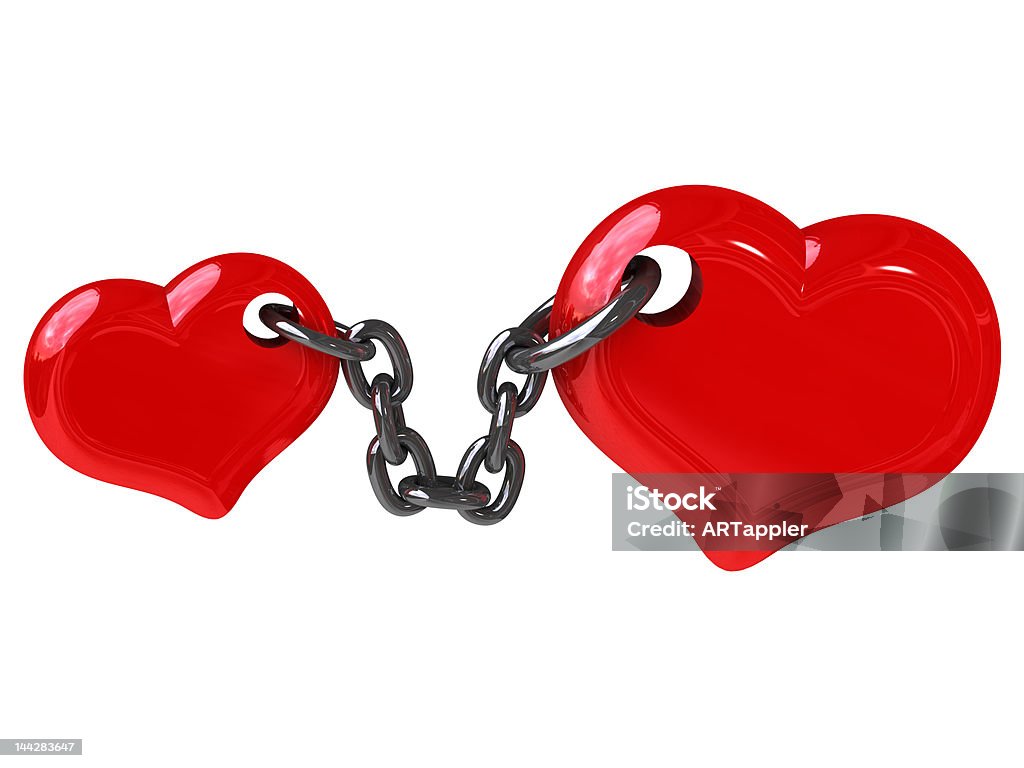 Two hearts fixed by chain Two hearts fixed by chain (Can be used for a printing or web) Addiction Stock Photo