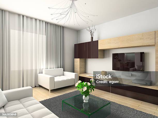 Modern Interior Stock Photo - Download Image Now - Curtain, Furniture, Living Room