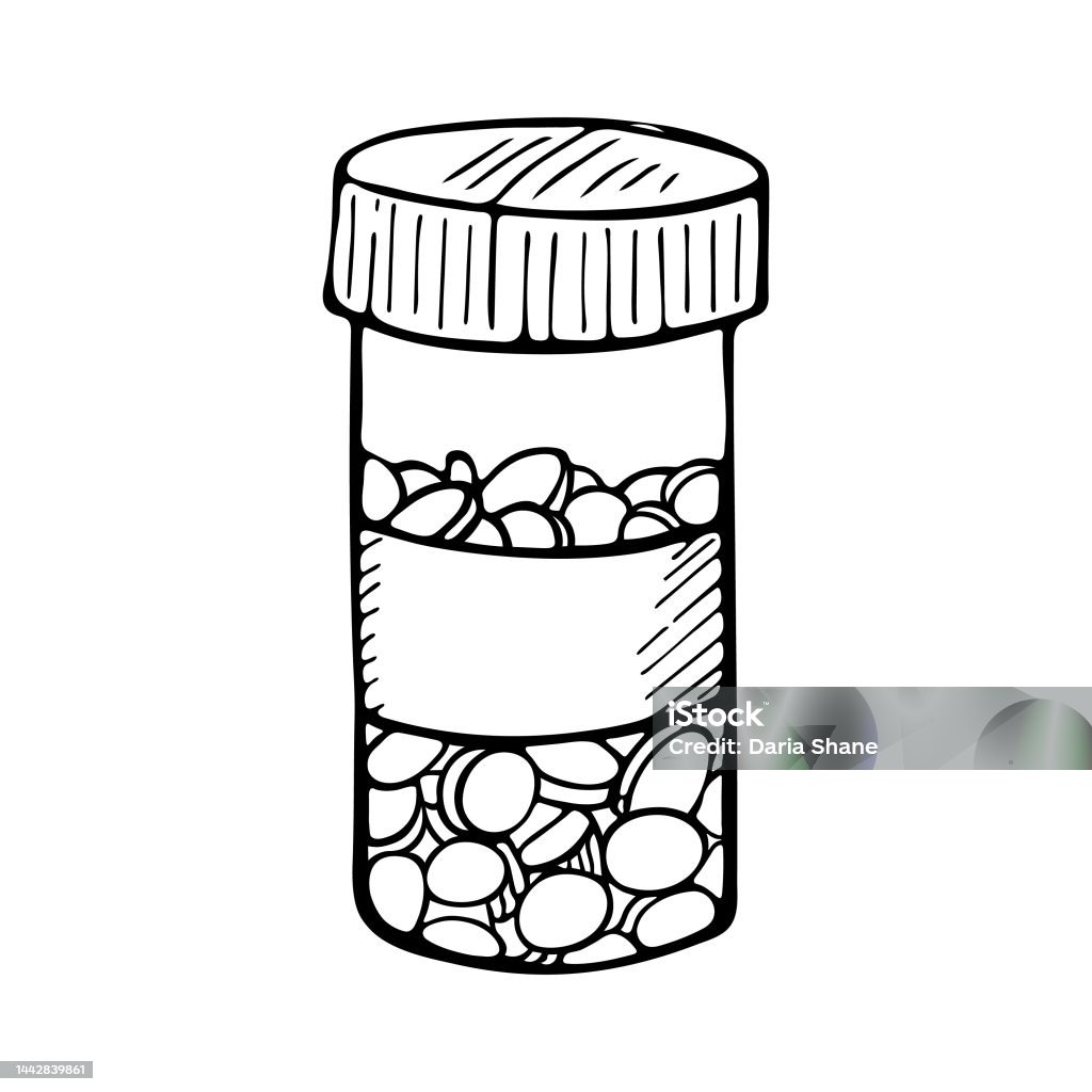 Capsul Drawing Vector Sketch Pills Tablet Capsule And Package Bottle Hand Drawn ...