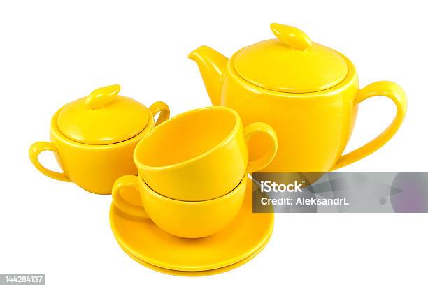 Conjunto De Chá - Fotografias de stock e mais imagens de Amarelo - Amarelo, Bule de Chá, Chávena