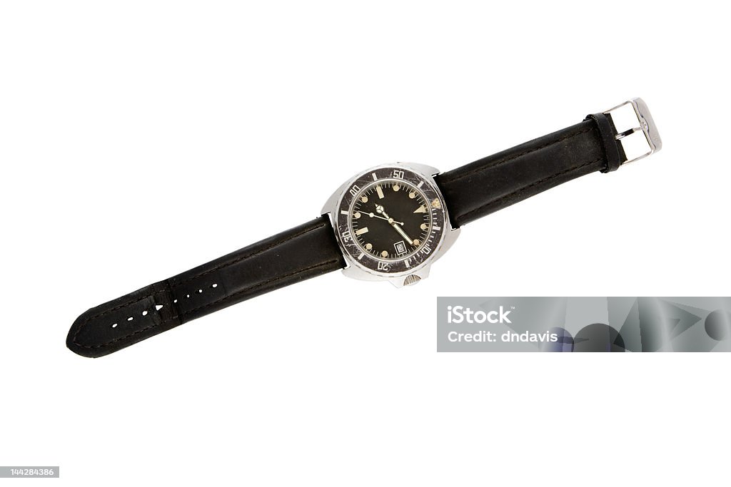 Watch Man's worn wrist watch photographed on white backgrpund with clipping path Adult Stock Photo