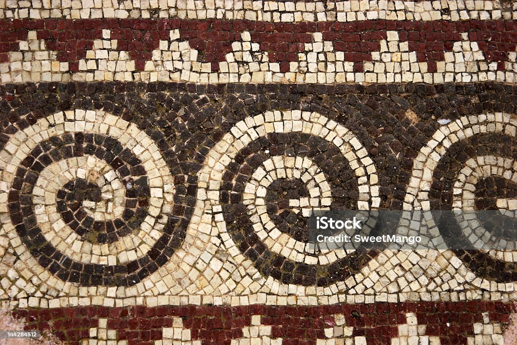 Detalhe de mosaico, sítio arqueológico Paphos, Chipre - Foto de stock de Mosaico royalty-free