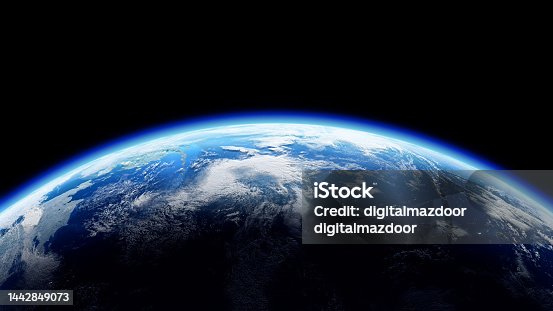 istock The Earth Space Planet 3D illustration background. City lights on planet. 1442849073