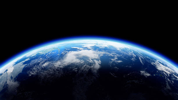 the earth space planet 3d illustration background. city lights on planet. - planeta imagens e fotografias de stock
