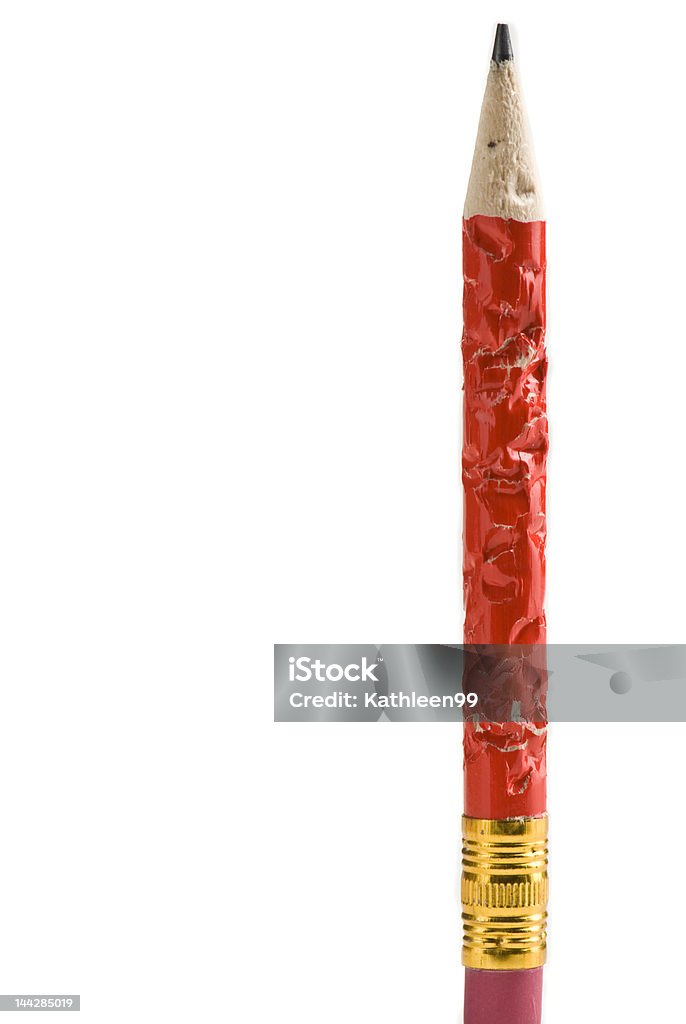 Chewed pencil standing on end pencil standing erect on eraser, sign of being chewed under stress Chewed Stock Photo