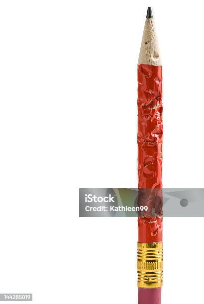 Chewed Pencil Standing On End Stock Photo - Download Image Now - Chewed, Pencil, Close-up