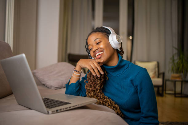 istock Young fashionable woman working at home 1442851987