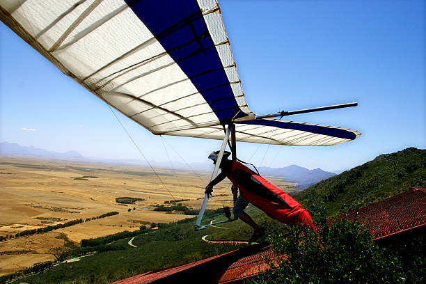 Hang-glider launch stock photo