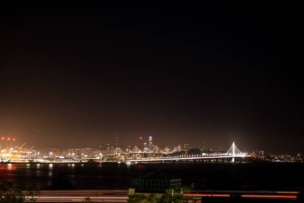 Night View of the San Francisco Bay Bridge stock photo