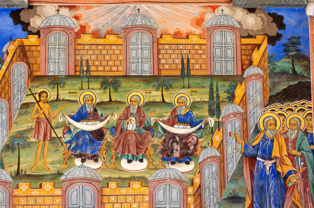 istock External wall paintings depicting biblical stories at Rila Monastery, Bulgaria 1442854099