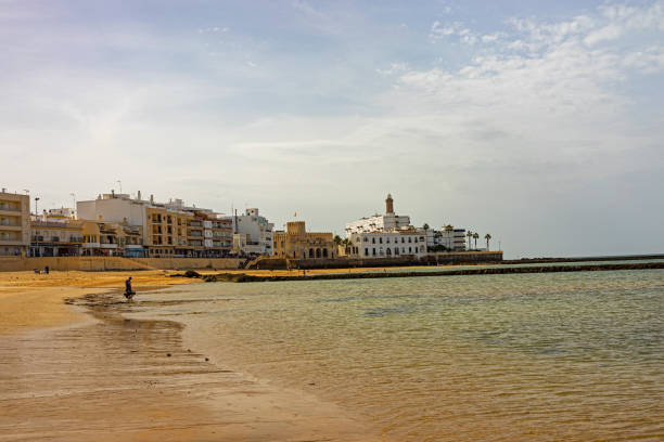 beach and downtown in Chipiona in andalusia
