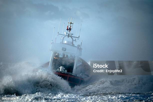 Coast Guard Ship During Storm In Ocean Stock Photo - Download Image Now - Nautical Vessel, Storm, Coast Guard