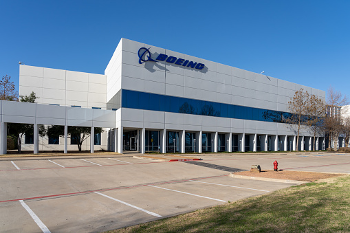 Irving, Texas, USA - March 20, 2022: Boeing company’s office building in Irving, Texas, USA. The Boeing Company is an American multinational corporation.