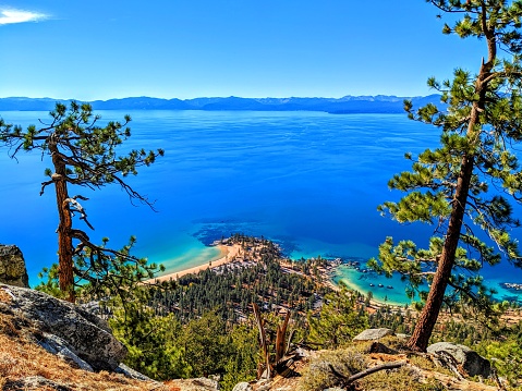 A view of Lake Tahoe from the Flume Trail in the fall