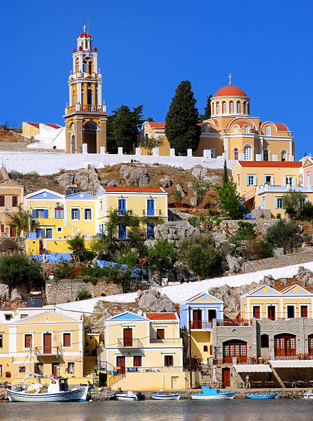 istock Colorful Greek Island Village 144285859