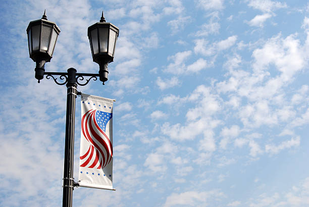 Light Pole with American Flag stock photo
