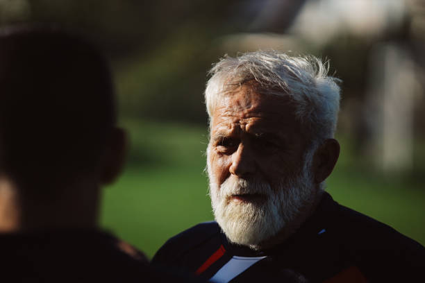 Veteran amateur rugby players during the match.
