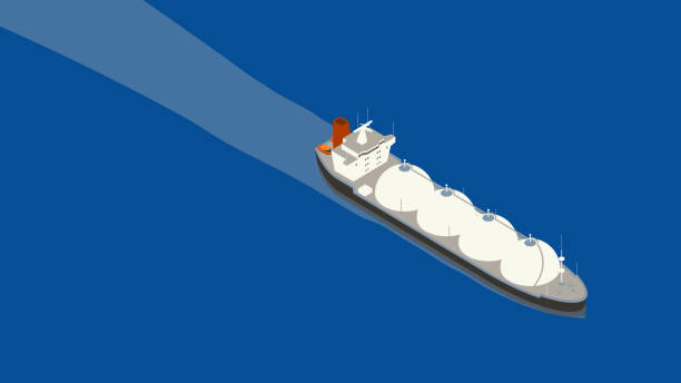 illustrations, cliparts, dessins animés et icônes de illustration d’un navire-citerne de gaz naturel liquéfié - isometric natural gas tanker shipping
