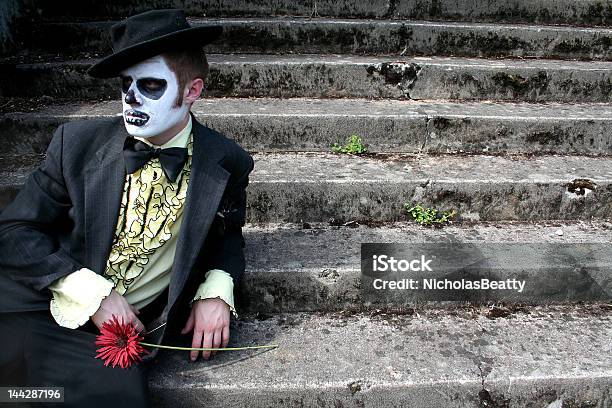 Zombie Relaxing On Steps Stock Photo - Download Image Now - Black Color, Bow Tie, Bride