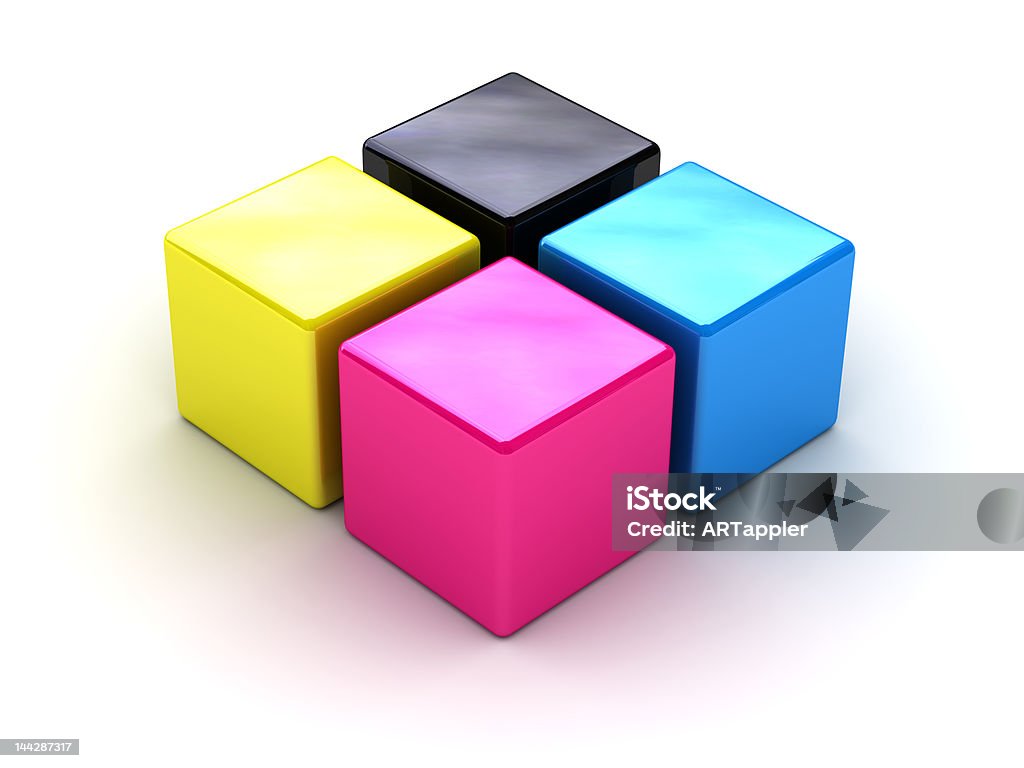 CMYK boxes It can be used as a trade mark or an illustration on a polygraphic theme Abstract Stock Photo
