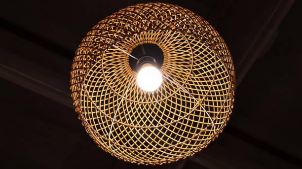 istock Hanging artistic traditional rattan lamp. 1442873470