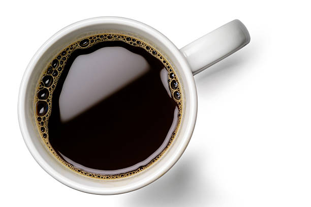 Coffee cup  with clipping path Coffee cup isolated (seen from above) with clipping path black coffee from above stock pictures, royalty-free photos & images