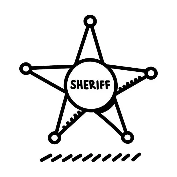 Vector illustration of Sheriff Star Doodle 5