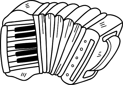 Hand Drawn accordion illustration isolated on background