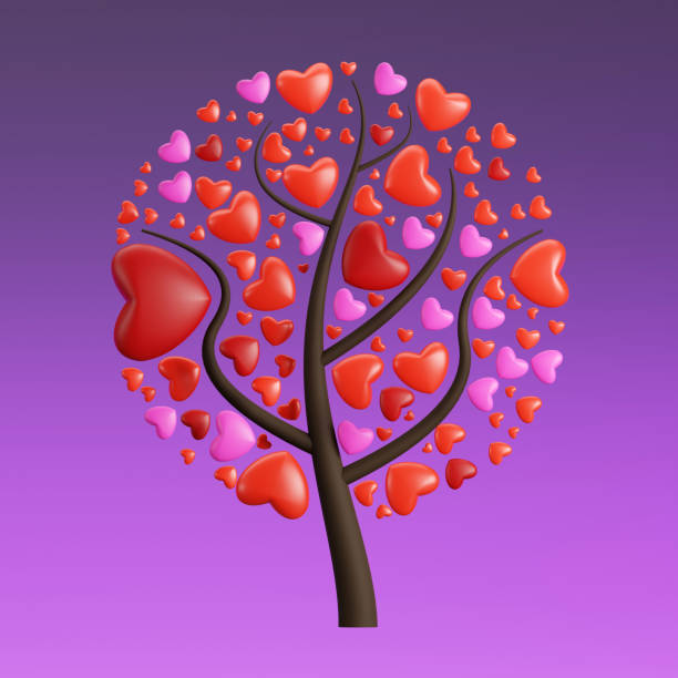 istock 3d rendering of Tree with a love heart  on color background 1442893284