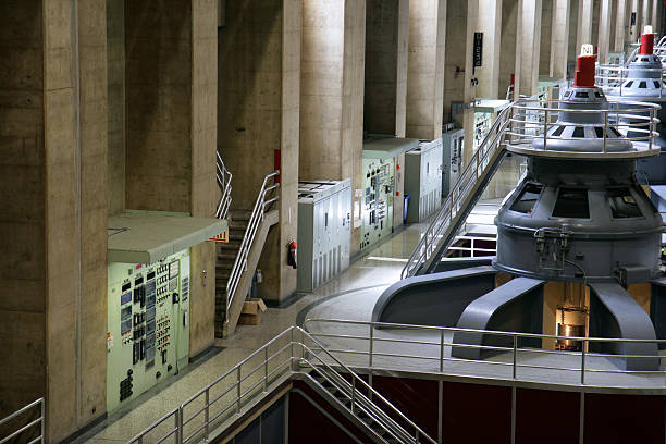 Closeup view of the Hoover Dam Generators working stock photo