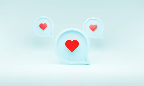 istock 3d social media notification love heart red icon in chat bubble blue on blue background 3D illustration rendering 1442898519
