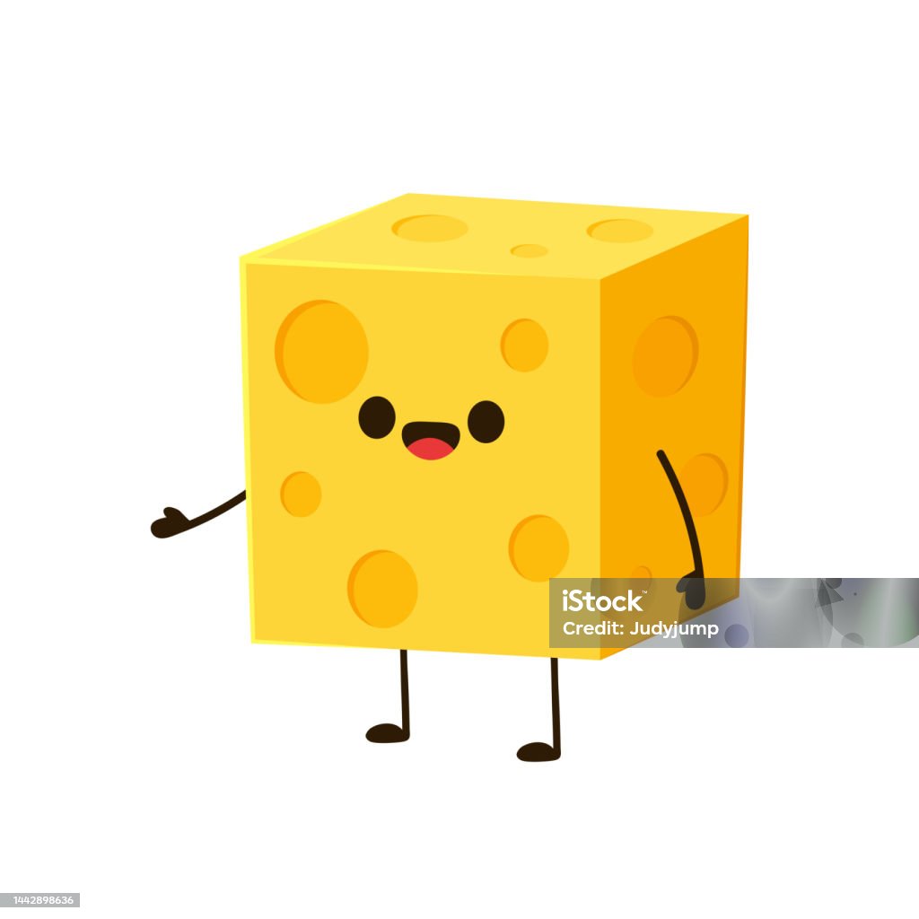 Cheese Character Vector Cheese Character Design Cheese On White Background Symbol Mascot Cube ...